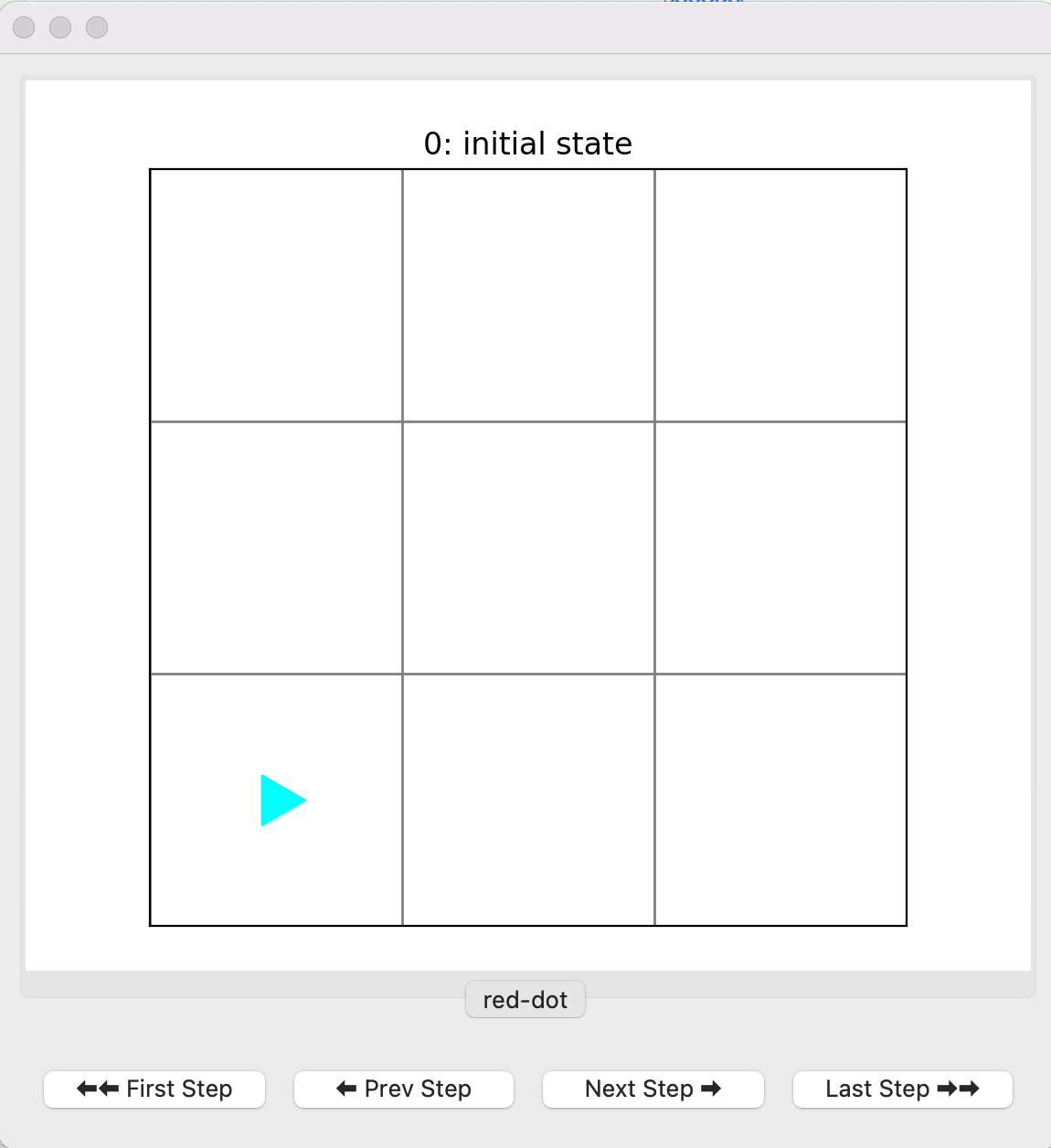 bit new world, a blank 3 by 3 grid with bit in the bottom left