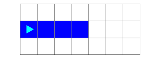 a straight, blue trail for Bit to follow, 4 squares long