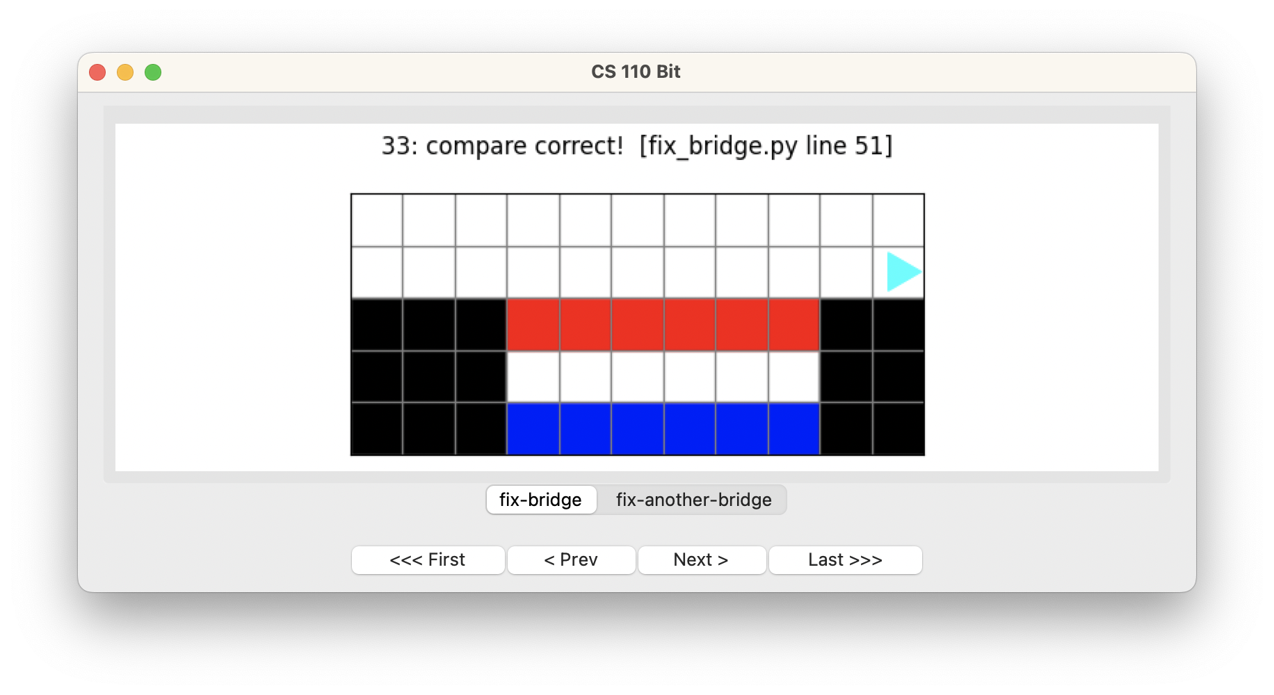 bridge is complete, Bit is at the edge of the world