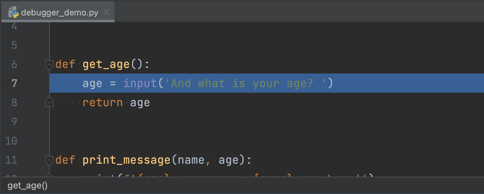 Pycharm on line 7